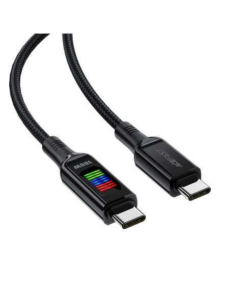 Acefast C7-03 USB-C USB-C 100 W 1,2 m laidas su ekranu – juodas Acefast C7-03 USB-C USB-C 100 W 1,2 m laidas su ekranu – juodas