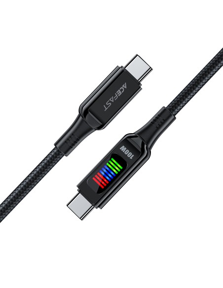 Acefast C7-03 USB-C USB-C 100 W 1,2 m laidas su ekranu – juodas Acefast C7-03 USB-C USB-C 100 W 1,2 m laidas su ekranu – juodas