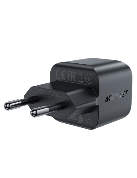 Acefast A77 Mini PD 30W GaN USB-C sieninis įkroviklis - juodas