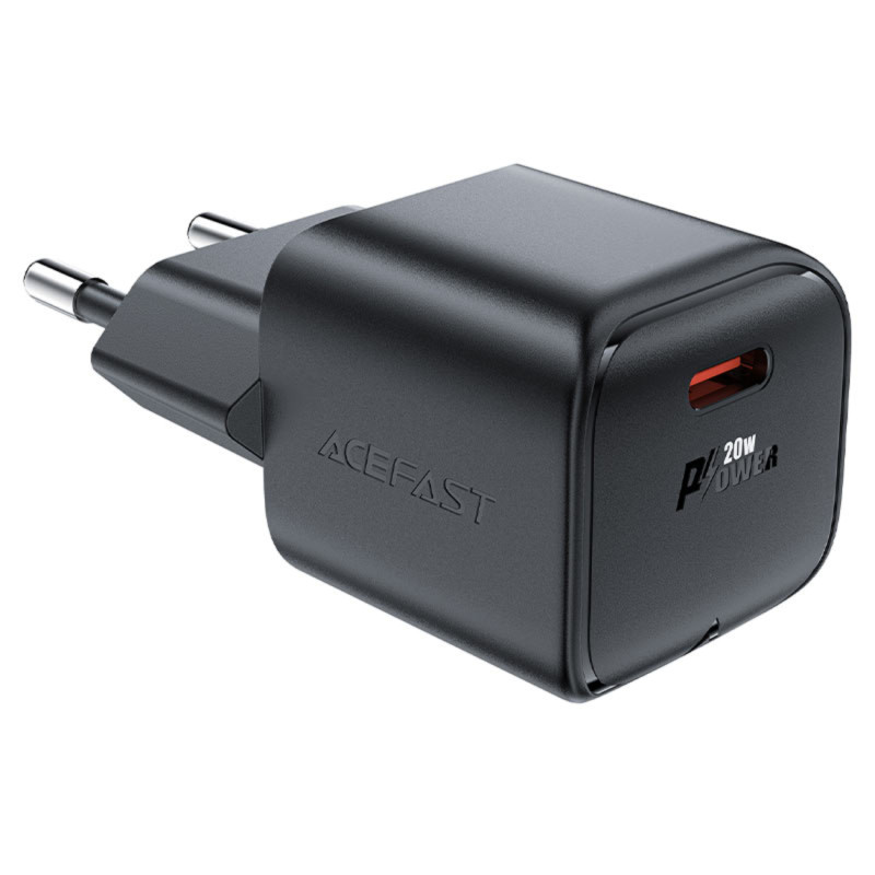 Acefast A73 Mini PD 20W GaN USB-C sieninis įkroviklis - juodas Acefast A73 Mini PD 20W GaN USB-C sieninis įkroviklis - juodas