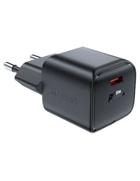 Acefast A73 Mini PD 20W GaN USB-C sieninis įkroviklis - juodas