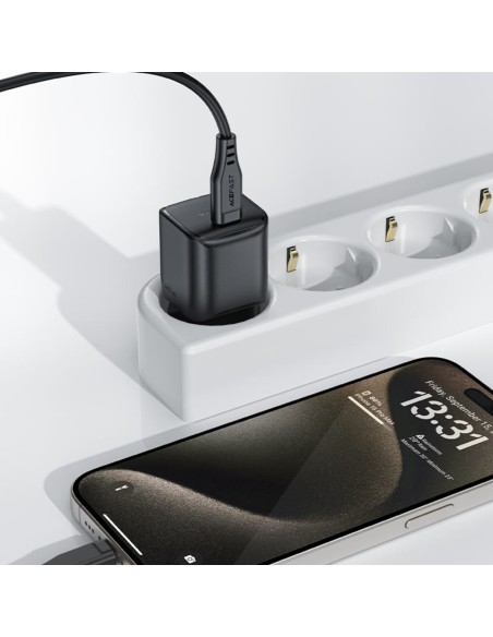 Acefast A73 Mini PD 20W GaN USB-C sieninis įkroviklis - juodas