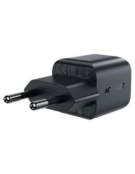 Acefast A73 Mini PD 20W GaN USB-C sieninis įkroviklis - juodas