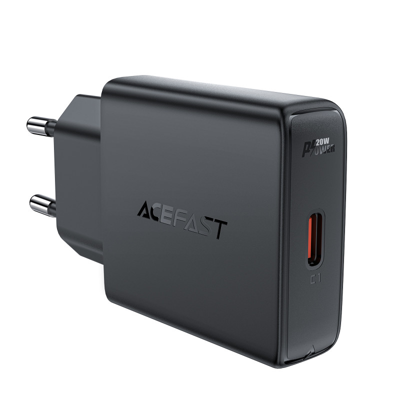 Acefast A65 PD 20W GaN USB-C sieninis įkroviklis - juodas