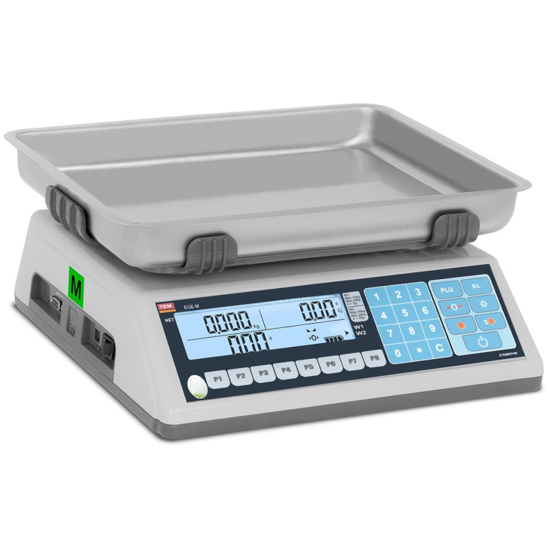 Komercinės svarstyklės su RS232 sąsaja PLU 30 kg / 10 g LCD M LEGALIZACIJA