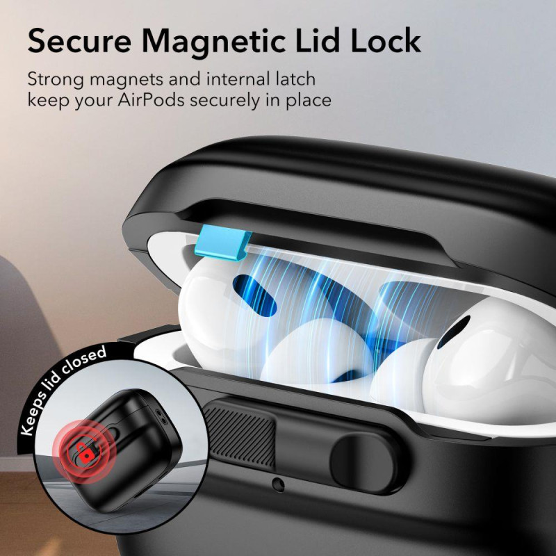 ESR Pulse Halolock dėklas su MagSafe, skirtas Apple AirPods Pro 1/ 2 – juodas