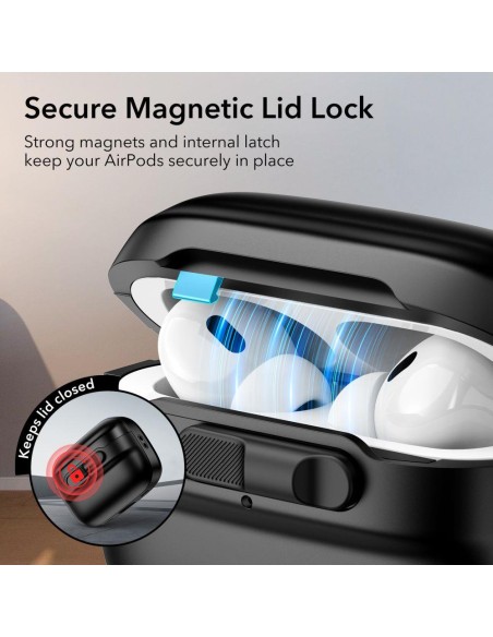 ESR Pulse Halolock dėklas su MagSafe, skirtas Apple AirPods Pro 1/ 2 – juodas ESR Pulse Halolock dėklas su MagSafe, skirtas Apple AirPods Pro 1/ 2 – juodas
