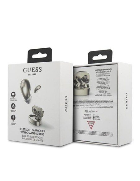 Słuchawki Bluetooth Guess 4G TWS + stacja dokująca - złote Słuchawki Bluetooth Guess 4G TWS + stacja dokująca - złote