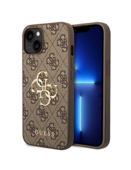 Etui Guess 4G Big Metal Logo na iPhone 14 - brązowe Etui Guess 4G Big Metal Logo na iPhone 14 - brązowe