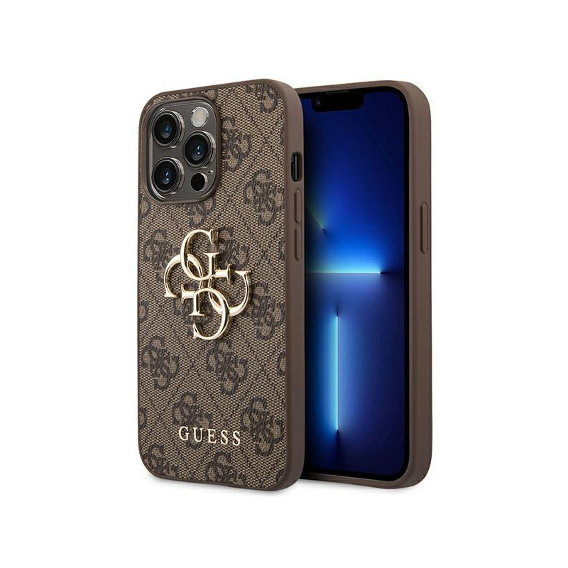 Etui Guess 4G Big Metal Logo na iPhone 14 Pro Max - brązowe