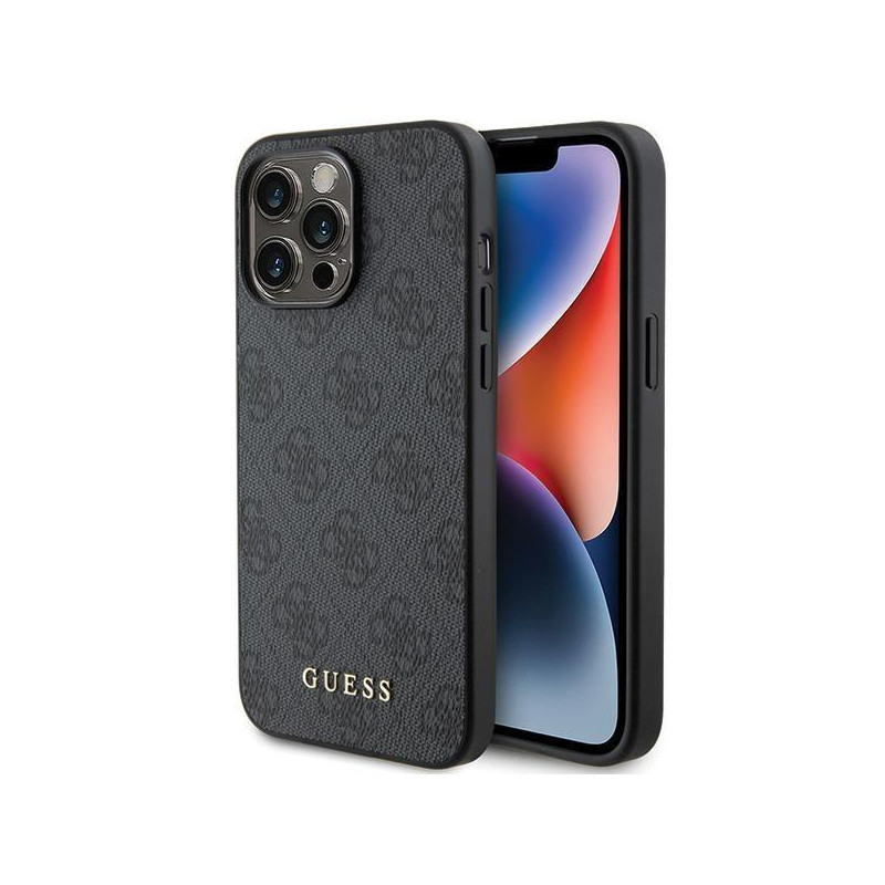 Etui Guess 4G Metal Gold Logo na iPhone 15 Pro Max - szare Etui Guess 4G Metal Gold Logo na iPhone 15 Pro Max - szare