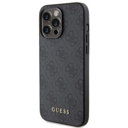 Etui Guess 4G Metal Gold Logo na iPhone 15 Pro Max - szare