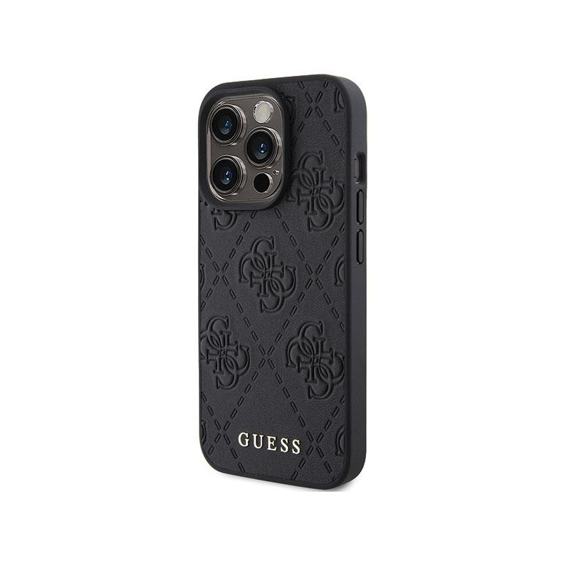 Etui Guess Leather 4G Stamped na iPhone 15 Pro Max - czarne