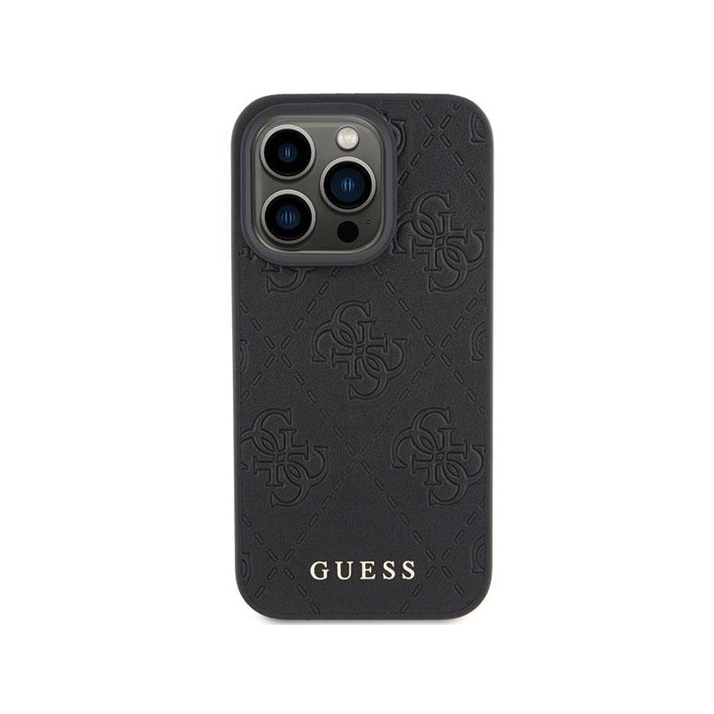 Etui Guess Leather 4G Stamped na iPhone 15 Pro Max - czarne