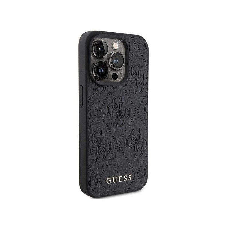 Etui Guess Leather 4G Stamped na iPhone 15 Pro Max - czarne