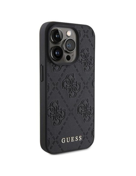 Etui Guess Leather 4G Stamped na iPhone 15 Pro Max - czarne Etui Guess Leather 4G Stamped na iPhone 15 Pro Max - czarne