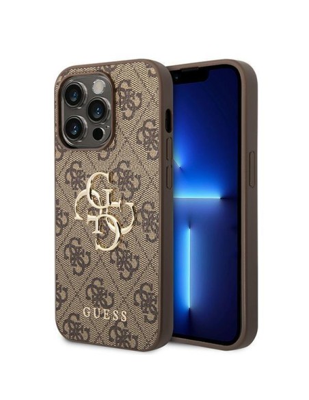 Etui Guess 4G Big Metal Logo do iPhone 15 Pro - brązowe
