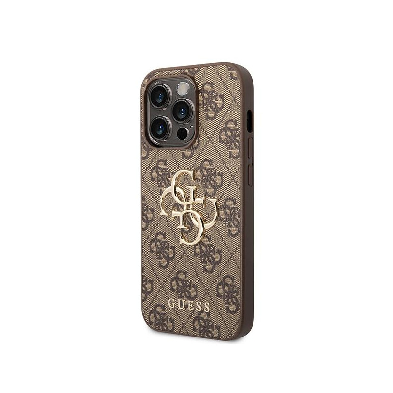 Etui Guess 4G Big Metal Logo do iPhone 15 Pro - brązowe