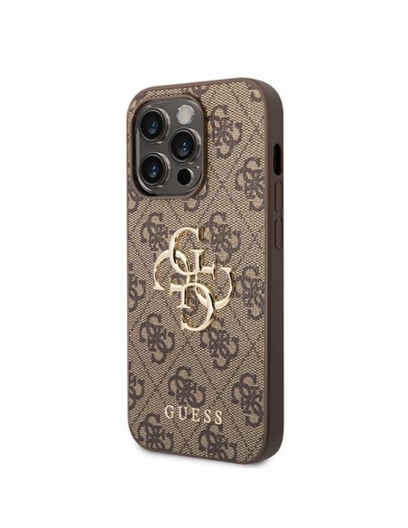 Etui Guess 4G Big Metal Logo do iPhone 15 Pro - brązowe