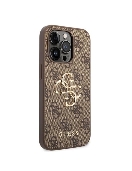 Etui Guess 4G Big Metal Logo do iPhone 15 Pro - brązowe