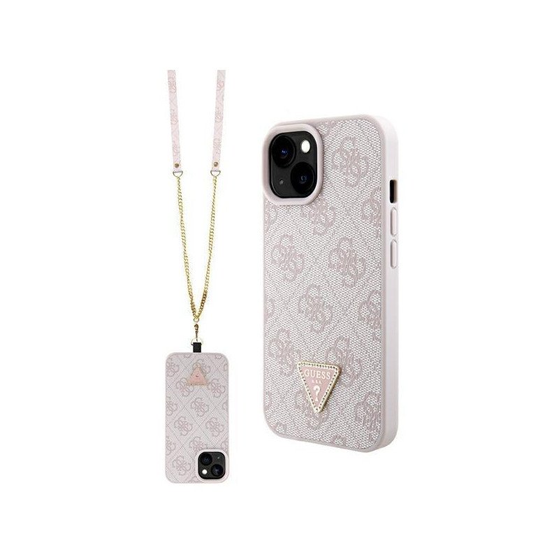Etui Guess Crossbody 4G Metal Logo do iPhone 15 Plus - różowe Etui Guess Crossbody 4G Metal Logo do iPhone 15 Plus - różowe