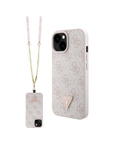 Etui Guess Crossbody 4G Metal Logo do iPhone 15 Plus - różowe Etui Guess Crossbody 4G Metal Logo do iPhone 15 Plus - różowe