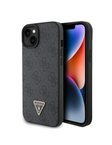 Etui Guess Leather 4G Diamond Triangle do iPhone 15 - czarne Etui Guess Leather 4G Diamond Triangle do iPhone 15 - czarne
