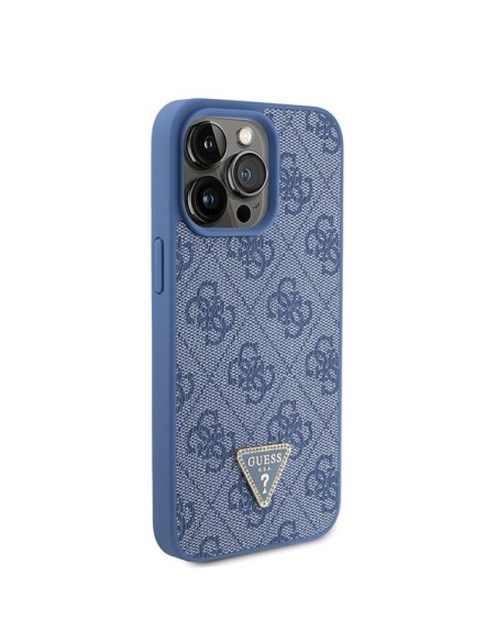 Etui Guess Leather 4G Triangle Strass do iPhone 15 Pro Max - niebieskie Etui Guess Leather 4G Triangle Strass do iPhone 15 Pro Max - niebieskie