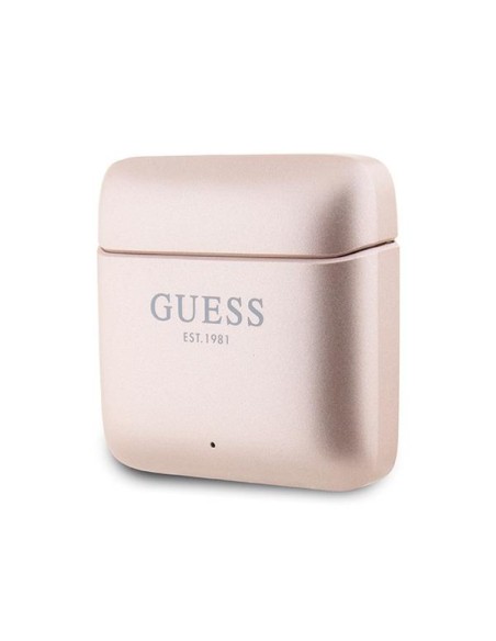 Słuchawki Bluetooth Guess Printed Logo TWS + stacja dokująca - różowo-złote