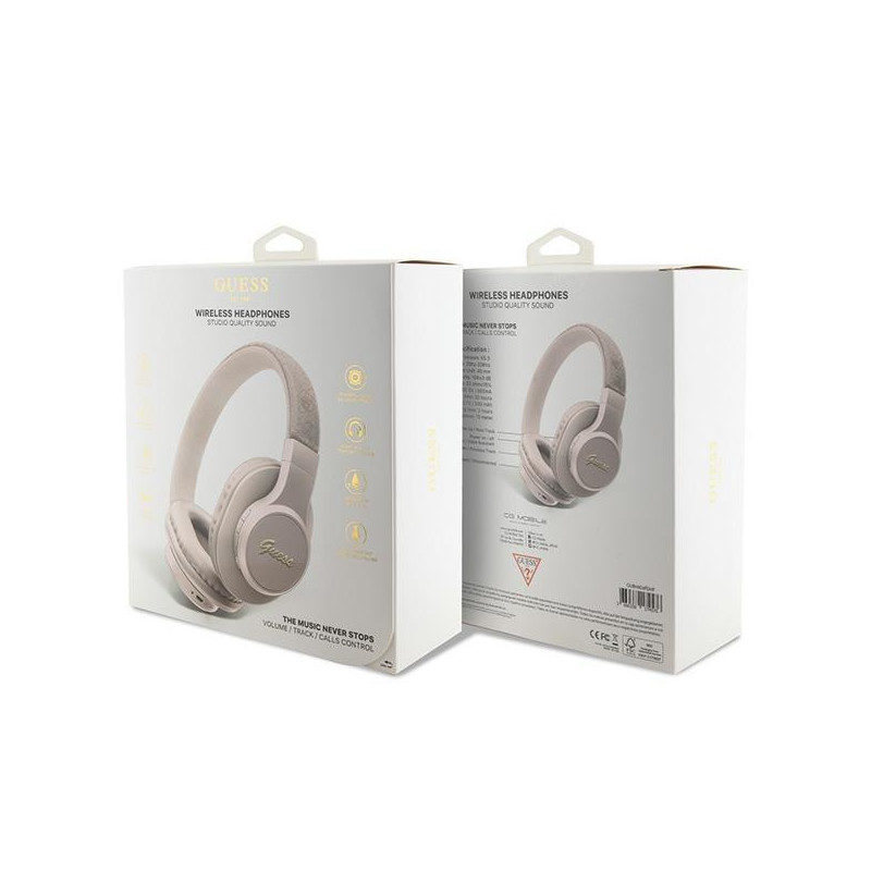 Słuchawki nauszne Guess 4G Script Bluetooth - różowe