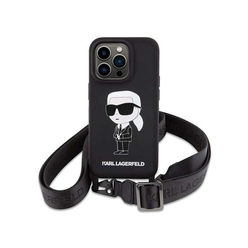 Etui Karl Lagerfeld Crossbody Silicone Ikonik do iPhone 15 Pro Max - czarne
