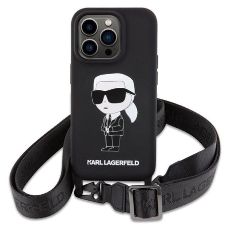 Etui Karl Lagerfeld Crossbody Silicone Ikonik do iPhone 15 Pro Max - czarne Etui Karl Lagerfeld Crossbody Silicone Ikonik do iPhone 15 Pro Max - czarne