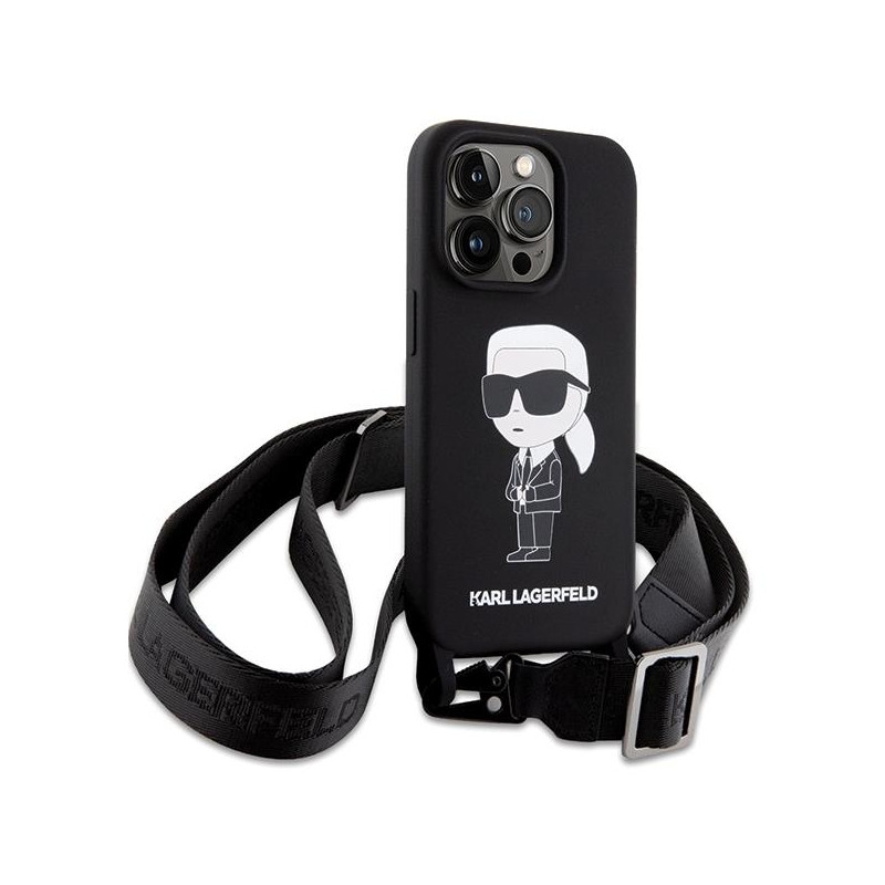 Etui Karl Lagerfeld Crossbody Silicone Ikonik do iPhone 15 Pro Max - czarne