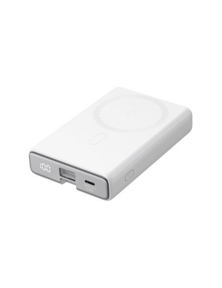 Powerbank Joyroom JR-PBM01 magnetyczny 10000mAh 20W z podstawką + kabel Lightning - USB-C - biały