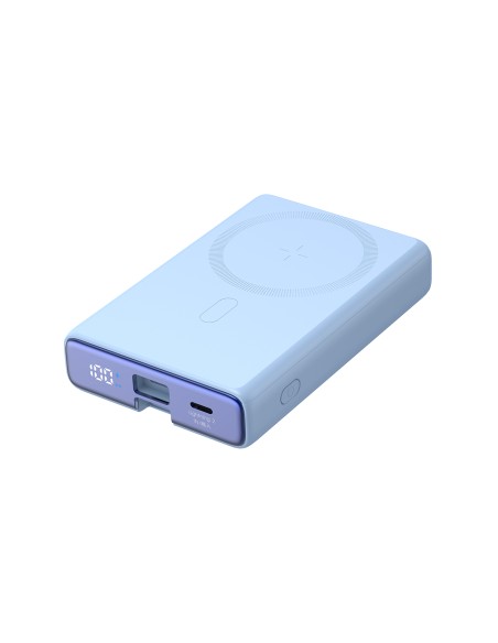 Powerbank Joyroom JR-PBM01 magnetyczny 10000mAh 20W z podstawką + kabel Lightning - USB-C - niebieski
