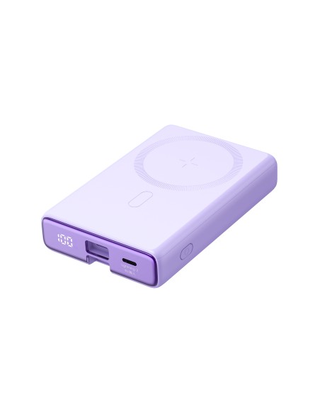 Powerbank Joyroom JR-PBM01 magnetyczny 10000mAh 20W z podstawką + kabel Lightning - USB-C - fioletowy