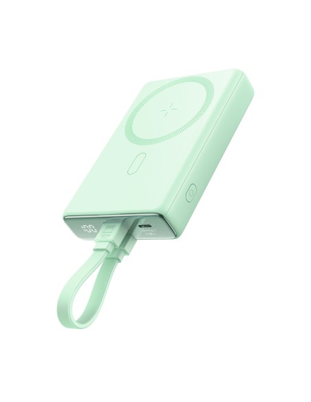 Powerbank Joyroom JR-PBM01 magnetyczny 10000mAh 20W z podstawką + kabel Lightning - USB-C - zielony