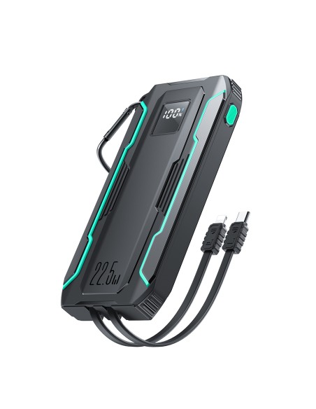 Powerbank Joyroom JR-L017 22.5W 10000mAh z wbudowanymi kablami USB-C / Lightning - czarny Powerbank Joyroom JR-L017 22.5W 10000mAh z wbudowanymi kablami USB-C / Lightning - czarny