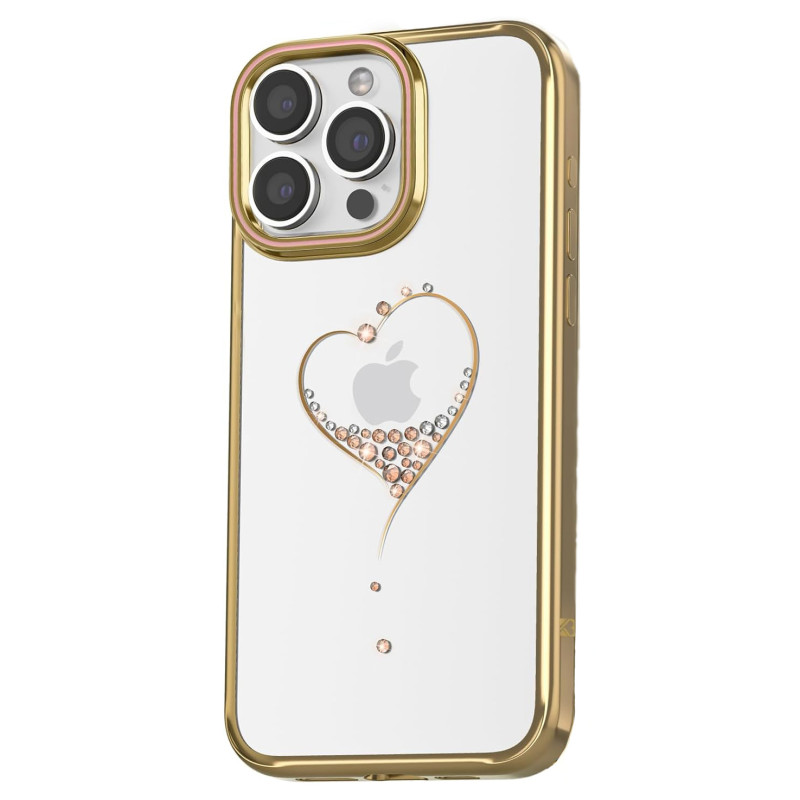 Etui silikonowe z kryształami Swarovski Kingxbar Wish Series do iPhone 15 - złote Etui silikonowe z kryształami Swarovski Kingxbar Wish Series do iPhone 15 - złote