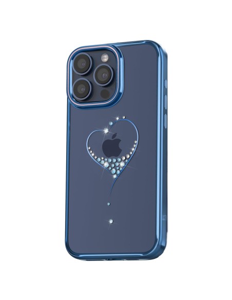 Etui silikonowe z kryształami Swarovski Kingxbar Wish Series do iPhone 15 - niebieskie Etui silikonowe z kryształami Swarovski Kingxbar Wish Series do iPhone 15 - niebieskie
