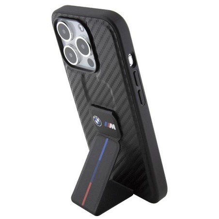 Etui BMW Grip Stand Smooth & Carbon na iPhone 15 Pro - czarne Etui BMW Grip Stand Smooth & Carbon na iPhone 15 Pro - czarne