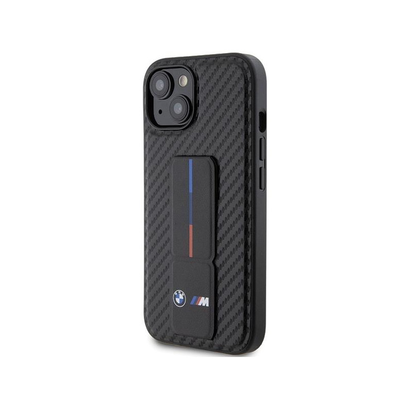 Etui BMW Grip Stand Smooth & Carbon na iPhone 15 - czarne