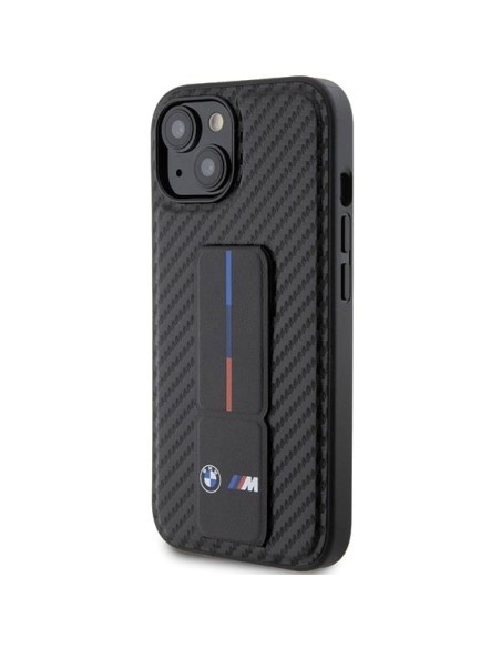 Etui BMW Grip Stand Smooth & Carbon na iPhone 15 - czarne Etui BMW Grip Stand Smooth & Carbon na iPhone 15 - czarne