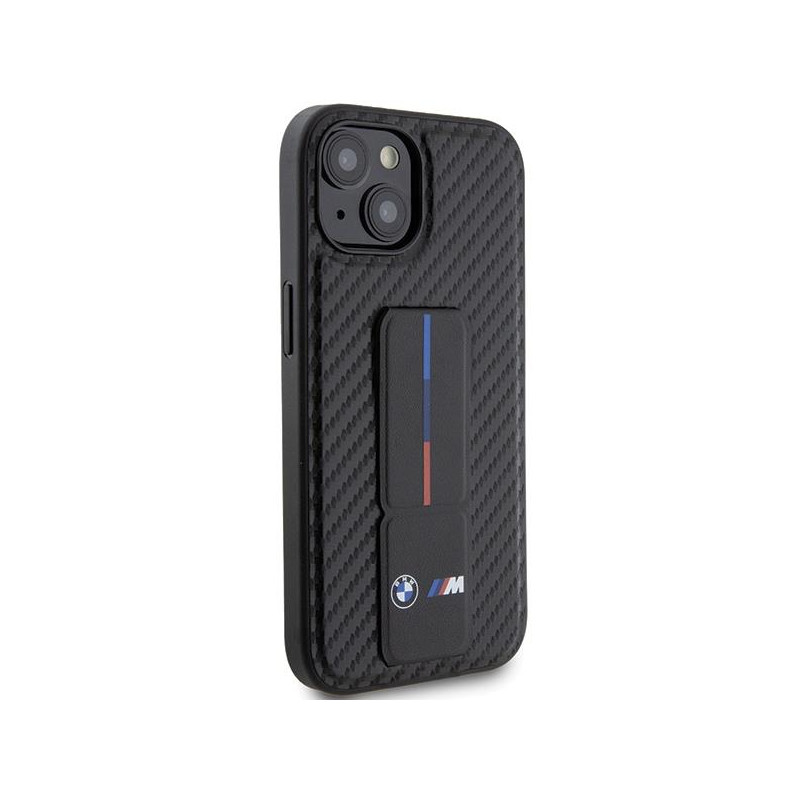 Etui BMW Grip Stand Smooth & Carbon na iPhone 15 - czarne