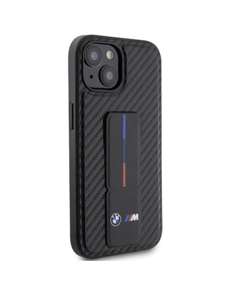 Etui BMW Grip Stand Smooth & Carbon na iPhone 15 - czarne Etui BMW Grip Stand Smooth & Carbon na iPhone 15 - czarne