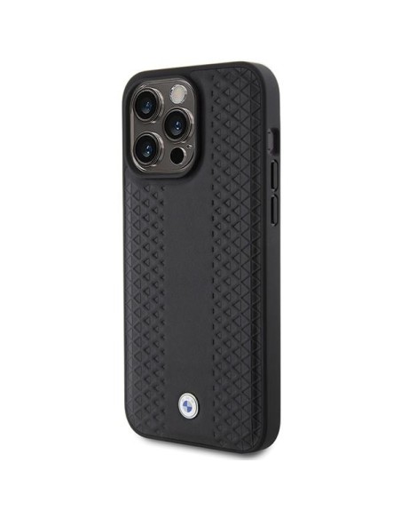 Etui BMW Leather Diamond Pattern na iPhone 15 Pro Max - czarne Etui BMW Leather Diamond Pattern na iPhone 15 Pro Max - czarne