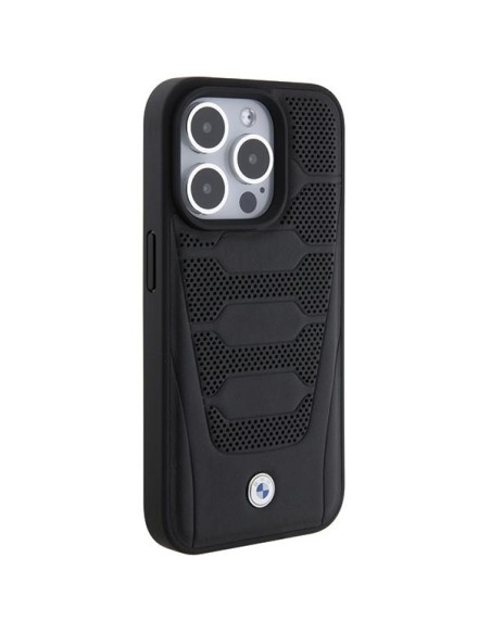 Etui BMW Leather Seats Pattern na iPhone 15 Pro Max - czarne Etui BMW Leather Seats Pattern na iPhone 15 Pro Max - czarne