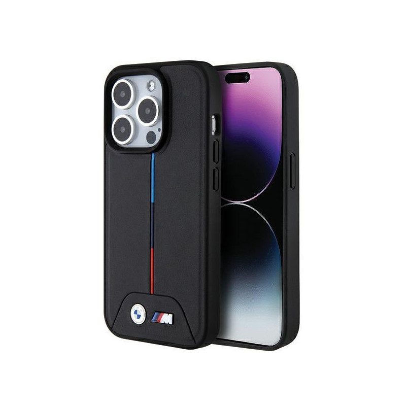Etui BMW Quilted Tricolor MagSafe na iPhone 15 Pro Max - czarne