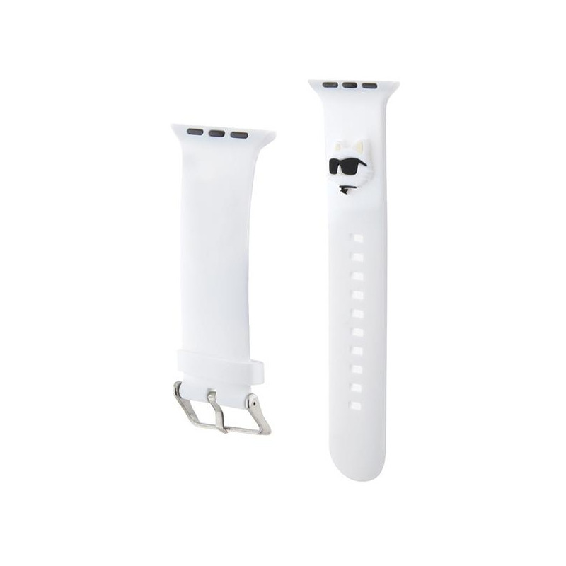 Pasek Karl Lagerfeld 3D Rubber Choupette Head na Apple Watch 42/ 44/ 45/ 49mm - biały