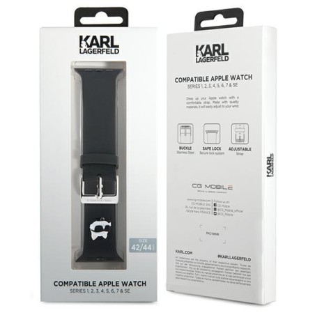 Pasek Karl Lagerfeld 3D Rubber Choupette Head na Apple Watch 42/ 44/ 45/ 49mm - czarny Pasek Karl Lagerfeld 3D Rubber Choupette Head na Apple Watch 42/ 44/ 45/ 49mm - czarny
